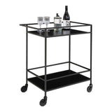 Cărucior servire, Natural - Negru, 40x79x68 cm - Negru