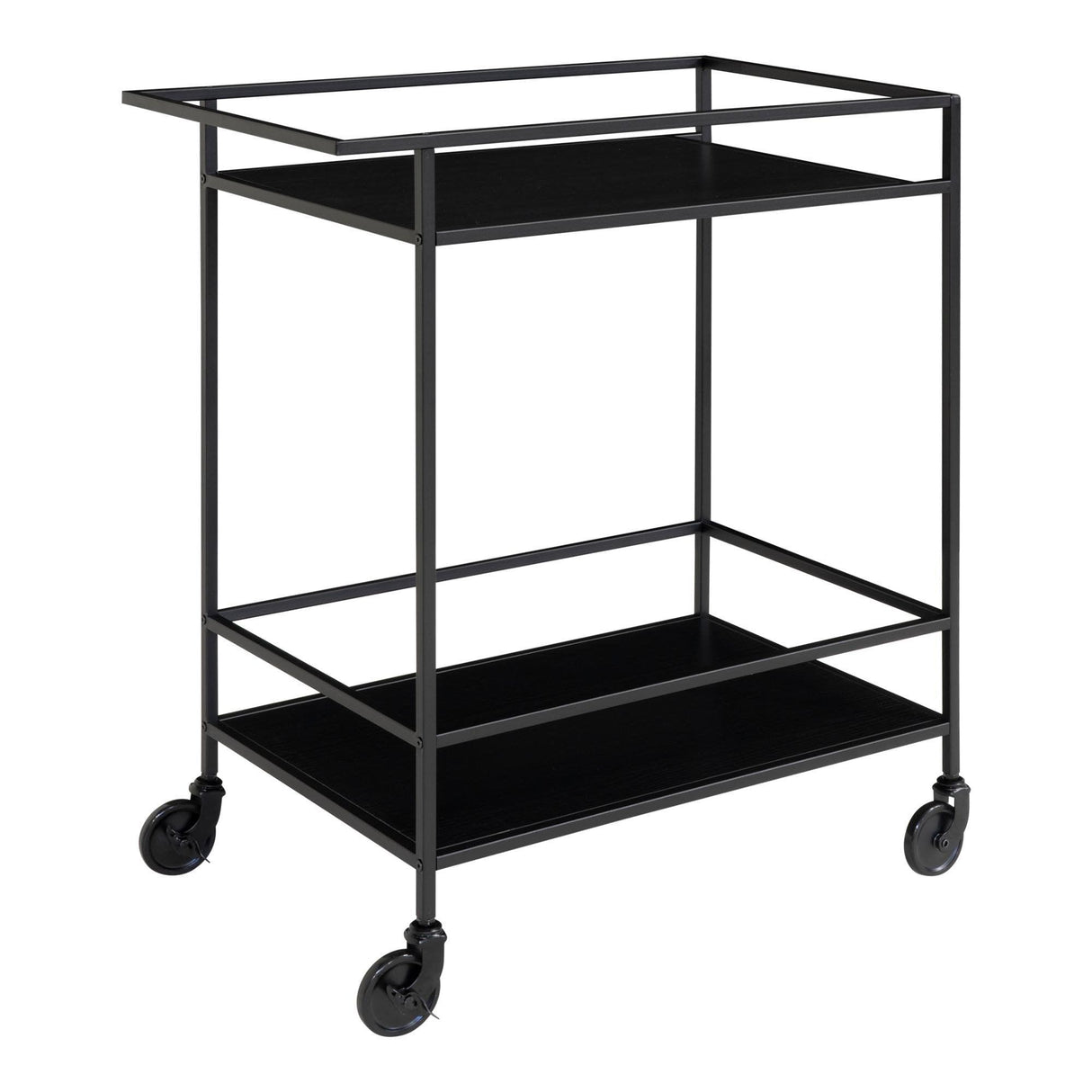Cărucior servire, Natural - Negru, 40x79x68 cm - Negru