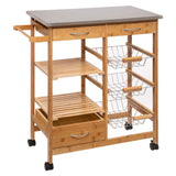 Caruicior cu 7 niveluri Esla bambus, alb Natural, 74x37x86 cm