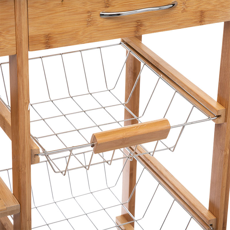 Caruicior cu 7 niveluri Esla bambus, alb Natural, 74x37x86 cm