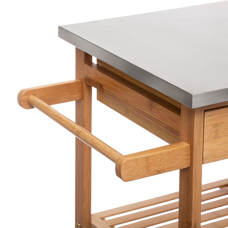 Caruicior cu 7 niveluri Esla bambus, alb Natural, 74x37x86 cm