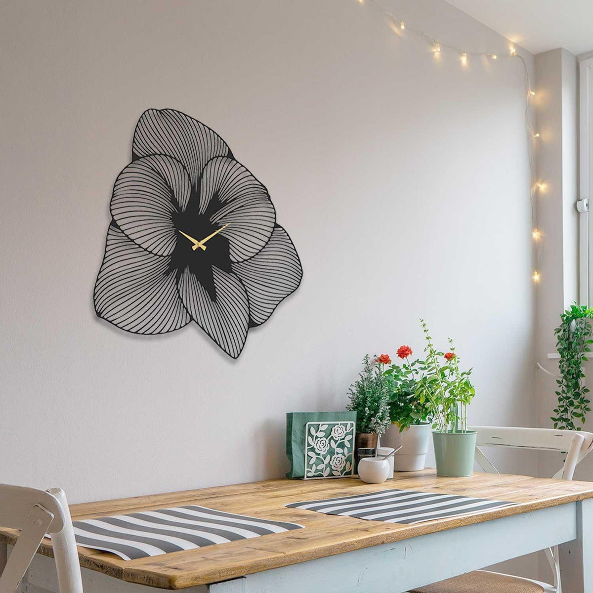 Ceas de perete Azalea Metal Wall Clock - Black, Negru, 70 x 70  cm