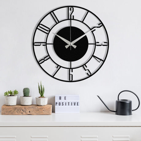 Ceas de perete Be positive, Negru, 48x48 cm