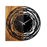Ceas de perete decorativ din lemn Wooden Clock 39, Nuc deschis, 58x58 cm