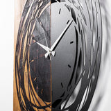 Ceas de perete decorativ din lemn Wooden Clock 39, Nuc deschis, 58x58 cm