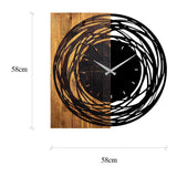 Ceas de perete decorativ din lemn Wooden Clock 39, Nuc deschis, 58x58 cm