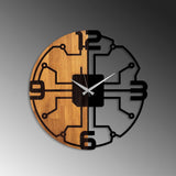 Ceas de perete decorativ din lemn Wooden Clock - 61, Nuc, 56x56 cm