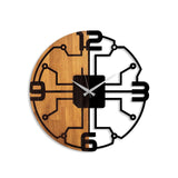 Ceas de perete decorativ din lemn Wooden Clock - 61, Nuc, 56x56 cm
