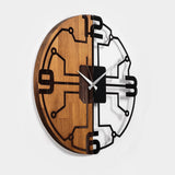 Ceas de perete decorativ din lemn Wooden Clock - 61, Nuc, 56x56 cm
