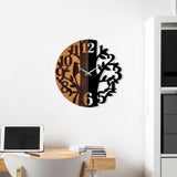 Ceas de perete decorativ din lemn Wooden Clock - 71, Nuc, 56x56 cm