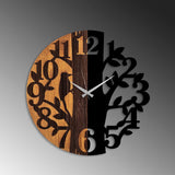 Ceas de perete decorativ din lemn Wooden Clock - 71, Nuc, 56x56 cm