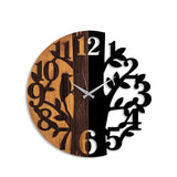 Ceas de perete decorativ din lemn Wooden Clock - 71, Nuc, 56x56 cm