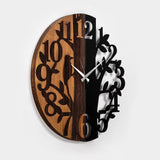 Ceas de perete decorativ din lemn Wooden Clock - 71, Nuc, 56x56 cm
