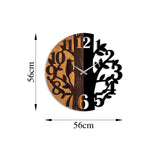 Ceas de perete decorativ din lemn Wooden Clock - 71, Nuc, 56x56 cm