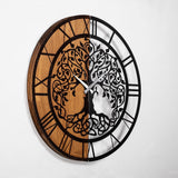 Ceas de perete decorativ din lemn Wooden Clock , Nuc, 56x56 cm