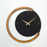 Ceas de perete Decorativ Moon Time Wooden Metal, Negru, 48x48 cm