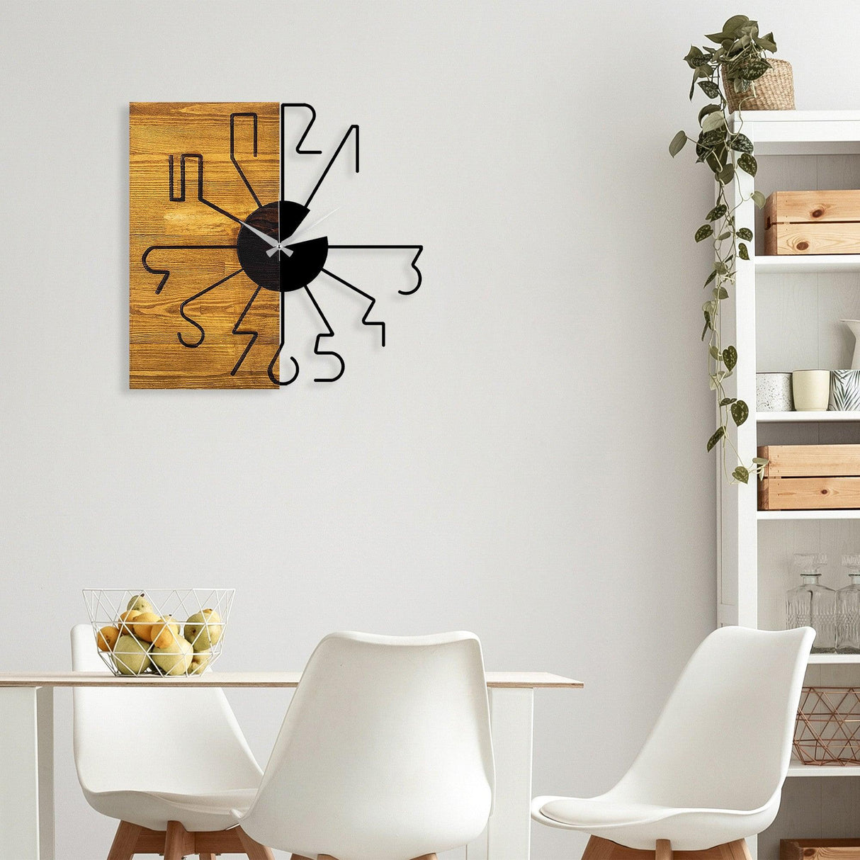 Ceas de perete din lemn Sunny, Nuc, 58x58 cm