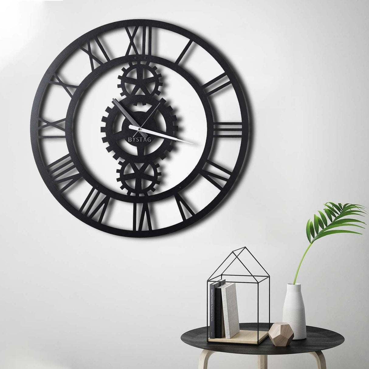 Ceas de perete Gear XL, Negru, 70x70 cm