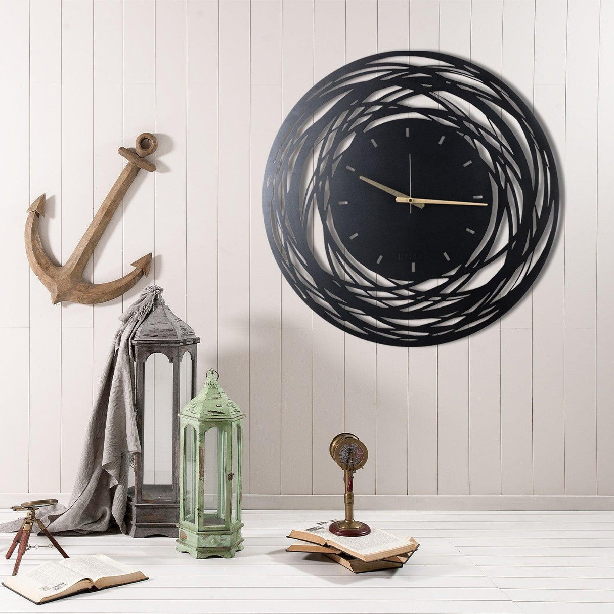Ceas de perete Timeless Zone, Negru, 50x50 cm