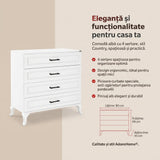 Comoda SFN-1004-DD-1 Home Collection® Country, 4 sertare, Alb, 90x89x45 cm