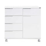 Comoda ADR-415-PP-1 Home Collection® Diamond, 1 usa, 5 sertare, cu rotile, Alb Lucios, 85x44x81 cm