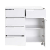 Comoda ADR-415-PP-1 Home Collection® Diamond, 1 usa, 5 sertare, cu rotile, Alb Lucios, 85x44x81 cm
