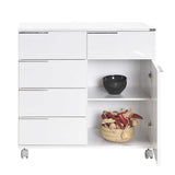 Comoda ADR-415-PP-1 Home Collection® Diamond, 1 usa, 5 sertare, cu rotile, Alb Lucios, 85x44x81 cm
