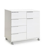 Comoda ADR-415-PP-1 Home Collection® Diamond, 1 usa, 5 sertare, cu rotile, Alb Lucios, 85x44x81 cm