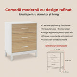 Comoda SFN-1403-MB-1 Home Collection® London, 3 sertare, Alb - Stejar, 73x88x45 cm