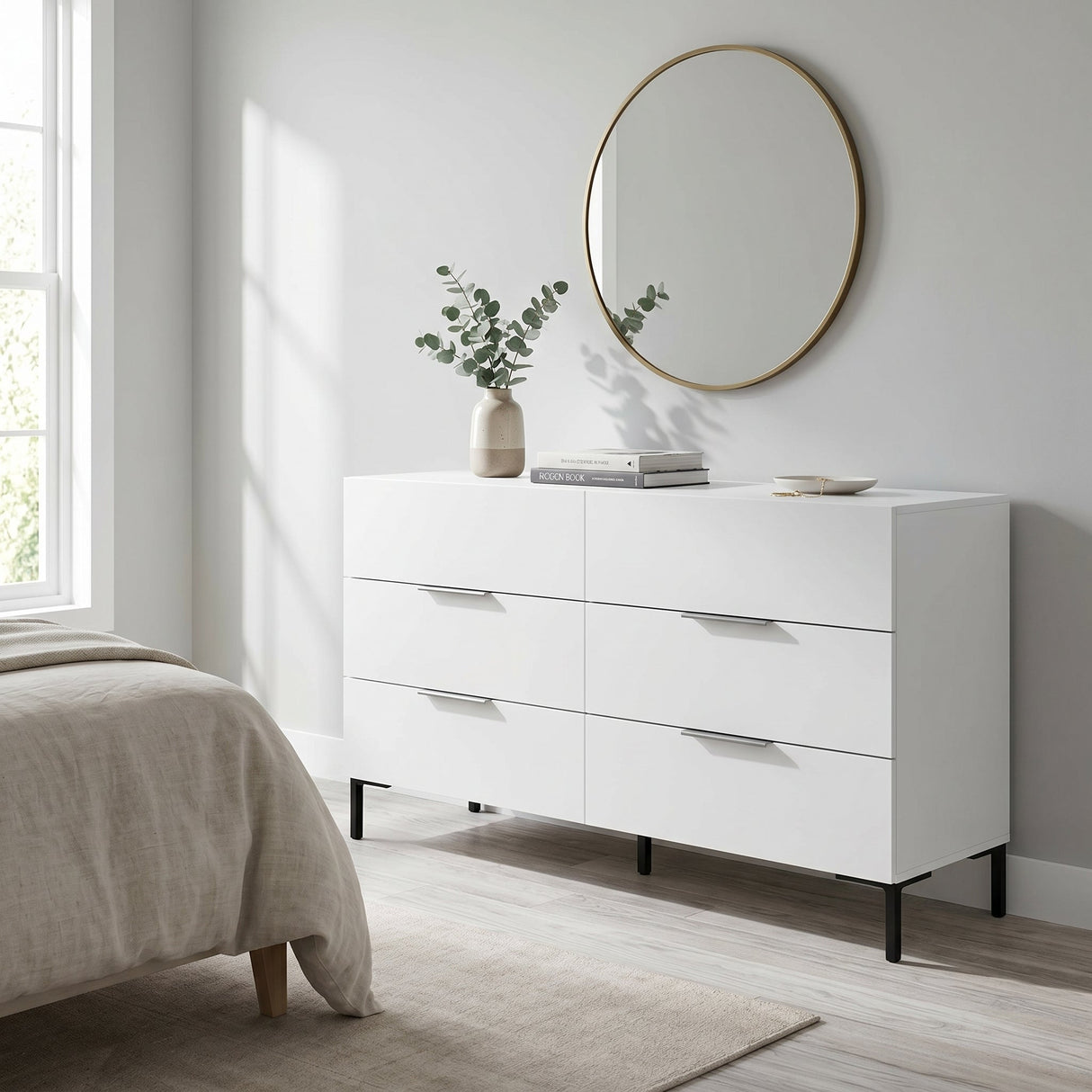 Comoda SFN-1760-DD-1 Home Collection® Oryana, 3 sertare, Alb - Nuc, 140x81x44 cm - Comoda SFN-1760-DD-1 home collection Oryana, 3 sertare, Alb - Nuc, 140x81x44 cm - SFN-1760-DD-1 | SKU: SFN-1760-DD-1