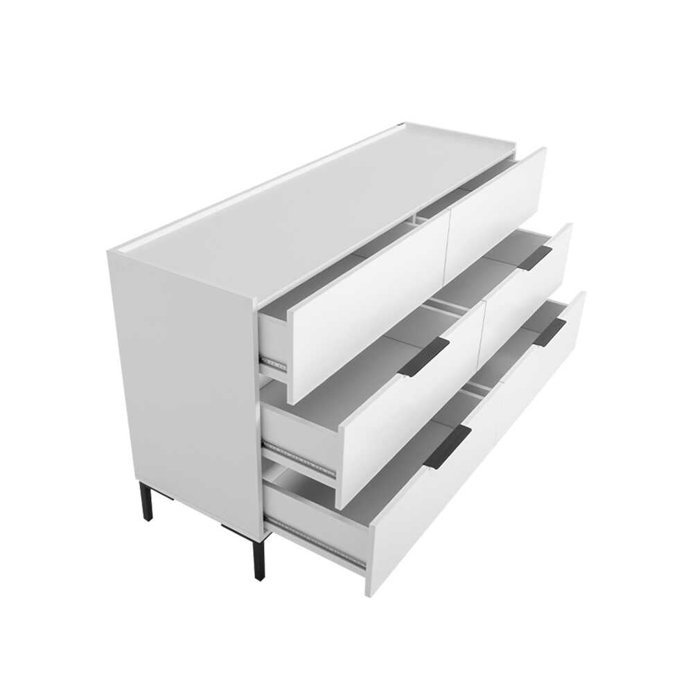 Comoda SFN-1760-DD-1 Home Collection® Oryana, 3 sertare, Alb - Nuc, 140x81x44 cm - Alb | SKU: SFN-1760-DD-1, SFN-1760-OO-1