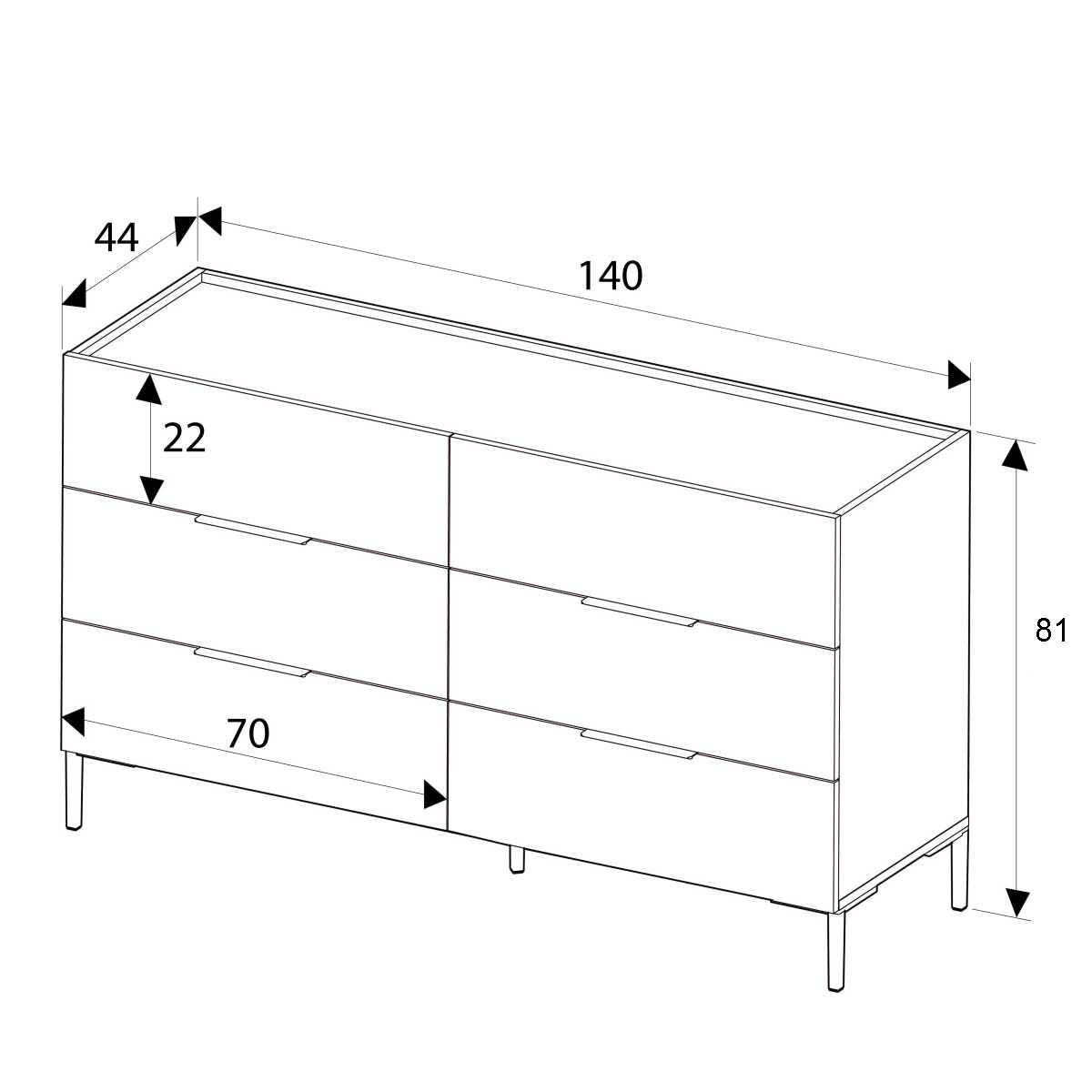 Comoda SFN-1760-DD-1 Home Collection® Oryana, 3 sertare, Alb - Nuc, 140x81x44 cm - Alb | SKU: SFN-1760-DD-1, SFN-1760-OO-1