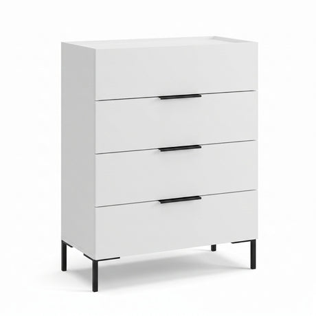 Comoda SFN-1740-DD-1 Home Collection® Oryana, 4 sertare, Alb - Nuc - Stejar, 80x104x44 cm