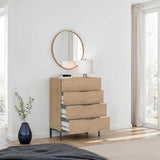 Comoda SFN-1740-DD-1 Home Collection® Oryana, 4 sertare, Alb - Nuc - Stejar, 80x104x44 cm - Stejar | SKU: SFN-1740-FF-1