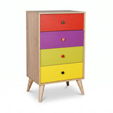 Comoda SFN-940-SX-1 Home Collection® Rainbow, 4 sertare, Multicolor/Sonoma, 60x104x45 cm