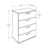 Comoda SFN-540-BB-1 Home Collection® Trendline, 4 sertare, Alb - Nuc, 73x96x44 cm - Alb | SKU: SFN-540-BB-1, SFN-540-OO-1