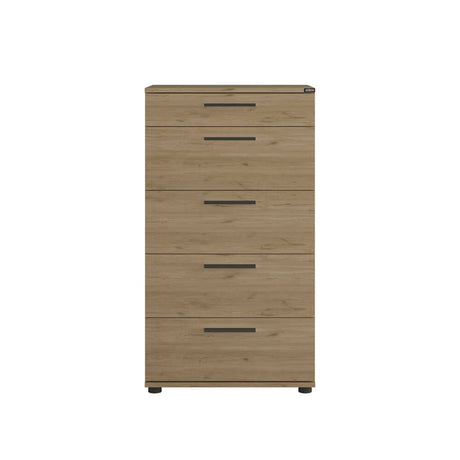 Comoda SFN-550-FF-1 Home Collection® Trendline cu 5 sertare, Alb - Maro - Stejar - Mov, 60x108x44 cm