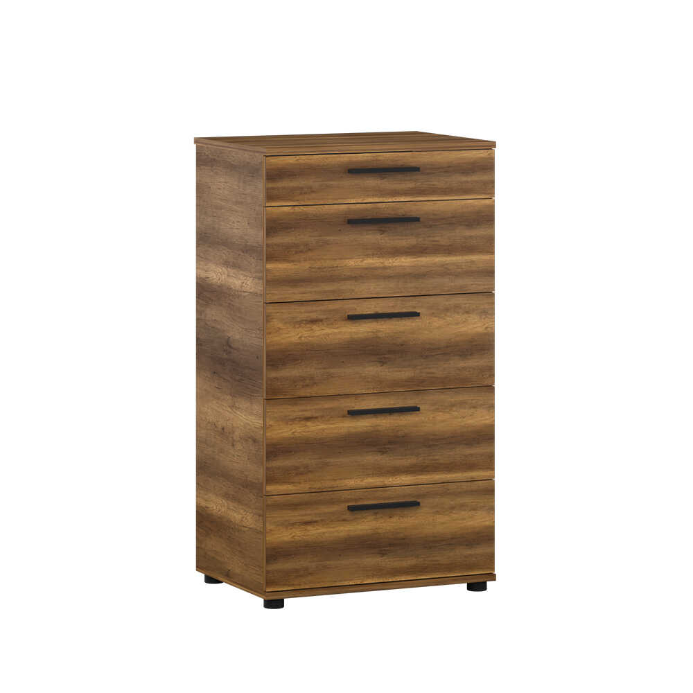 Comoda SFN-550-FF-1 Home Collection® Trendline cu 5 sertare, Alb - Maro - Stejar - Mov, 60x108x44 cm - Maro | SKU: SFN-550-OO-1