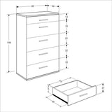 Comoda SFN-550-FF-1 Home Collection® Trendline cu 5 sertare, Alb - Maro - Stejar - Mov, 60x108x44 cm - Maro | SKU: SFN-550-OO-1