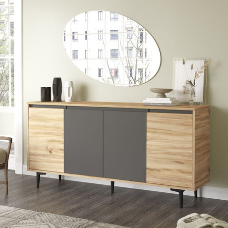 Comoda Augusta, stejar-antracit, 160x40x78 cm