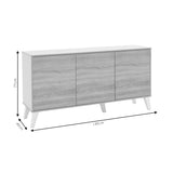 Consola Bufet Billie, Pal melaminat, 149x40x77 cm - Sonoma-Gri deschis