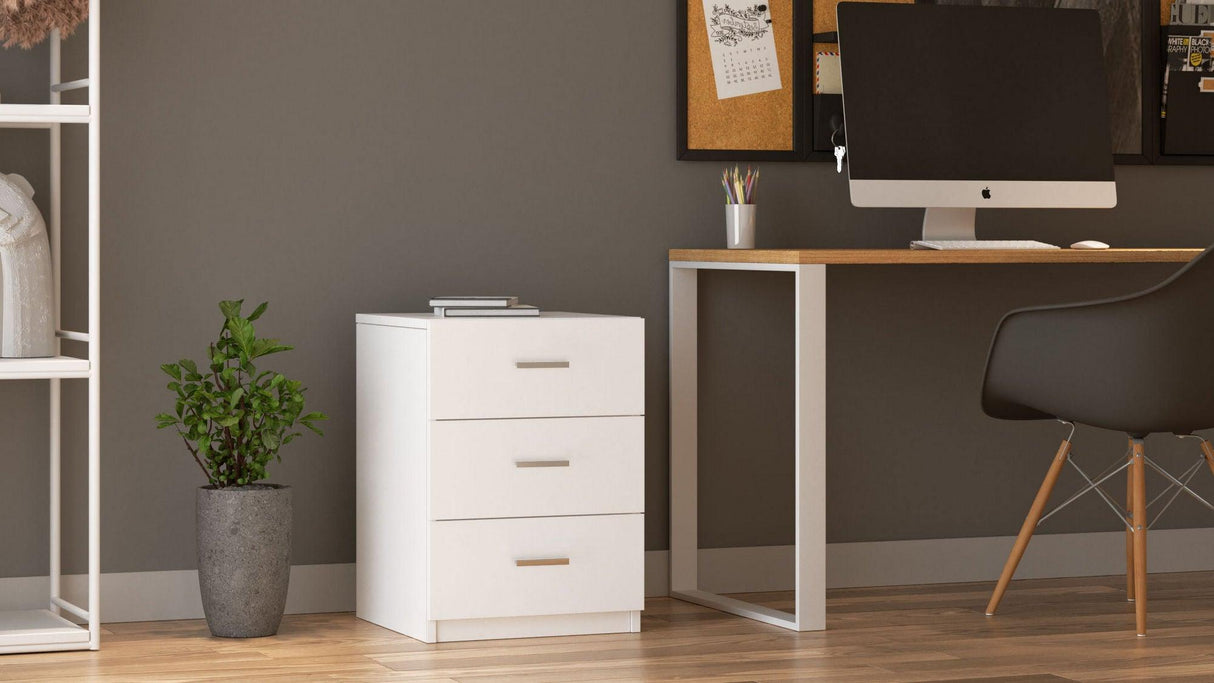 Comoda birou Rollbox, 3 sertare, 45x62x47 cm - Alb