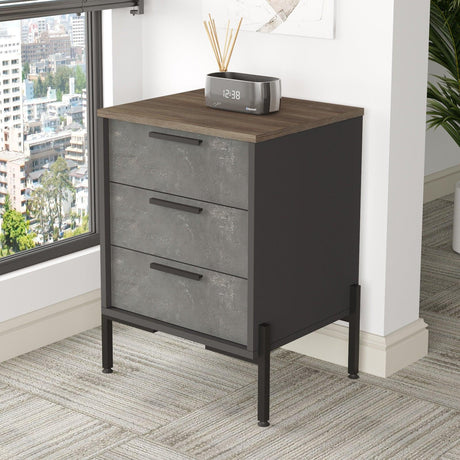 Comoda Birou - Rollbox cu 3 sertare Scandinav, Maro, 54x70x45 cm