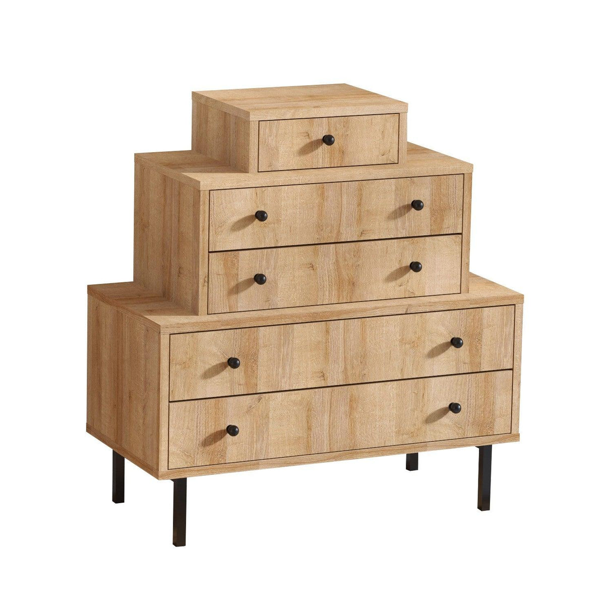 Comoda Bodrum cu 5 sertare, Stejar, 80x85x40 cm