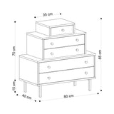 Comoda Bodrum cu 5 sertare, Stejar, 80x85x40 cm