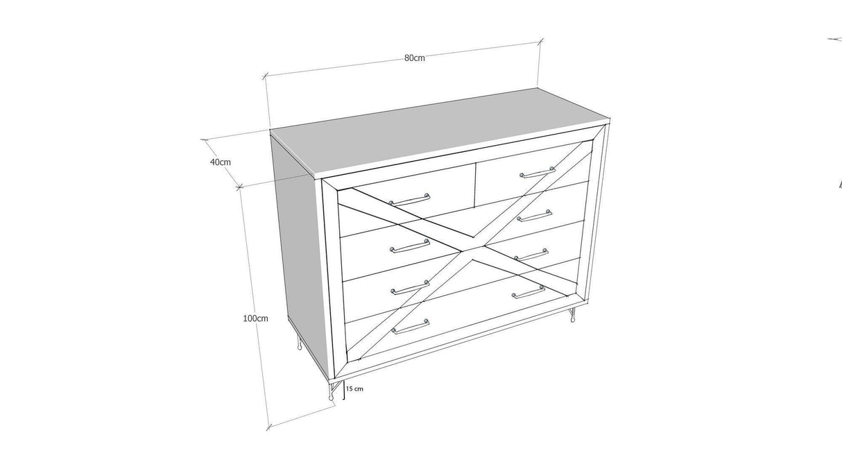 Comoda Comfort, Gri, 80x100x40 cm