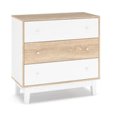 Comoda cu 3 sertare Awell, Sonoma-alb, 90x44x88 cm