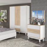 Comoda cu 3 sertare Awell, Sonoma-alb, 90x44x88 cm