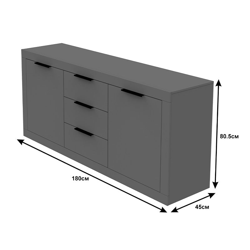 Comoda Doha, Lemn, 180x45x80 cm - Gri