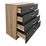 Comoda cu sertare Athos, Lemn, 80x40x79 cm - Sonoma-Antracit